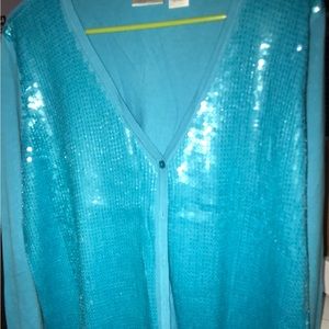 DG2 by Diane Gilman blue  sequin  sweater